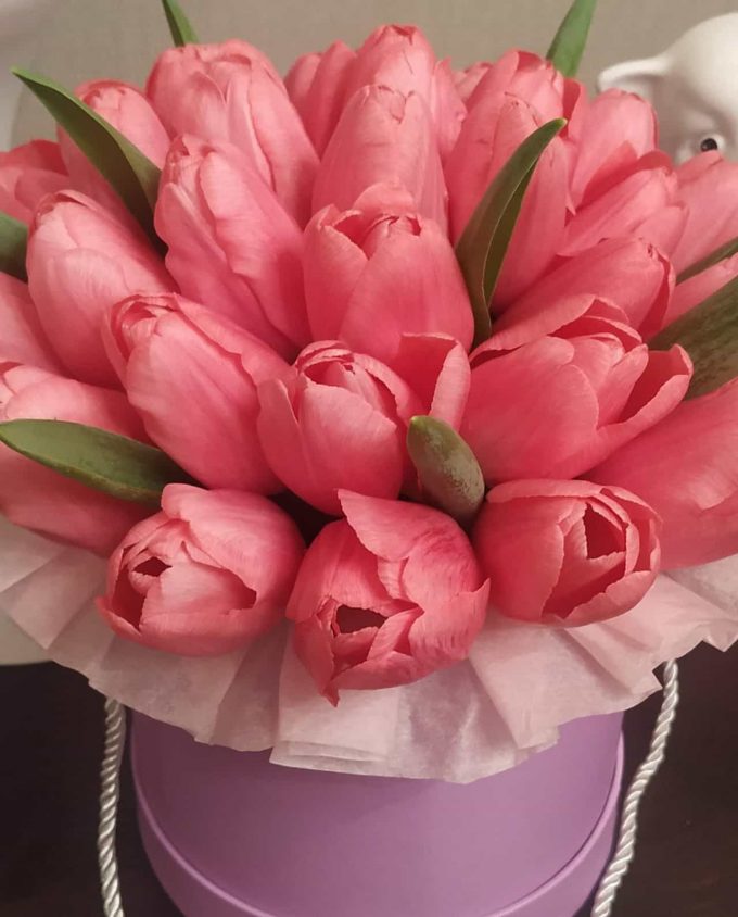 шляпная коробка с тюльпанами